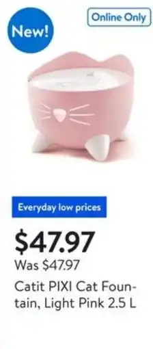 Walmart Catit PIXI Cat Fountain, Light Pink offer