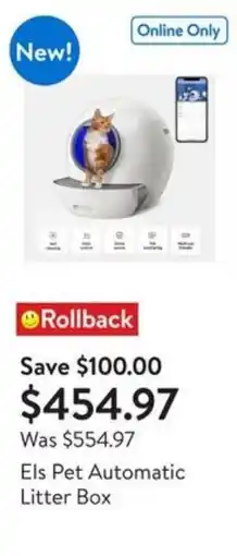 Walmart Els Pet Automatic Litter Box offer