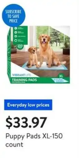 Walmart Puppy Pads XL-150 count offer
