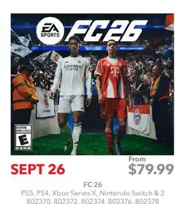 GameStop FC 26 PS5, 9S4, Xbox Series X, Nintendo Switch & 2 offer