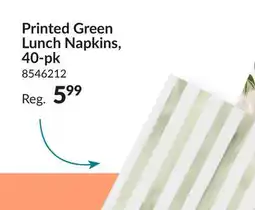 Party City Sully 3-Ply Lunch Napkin Printed, Green, 40-pk offer