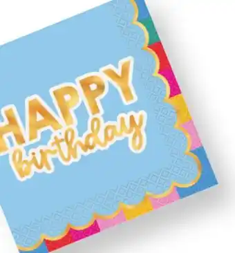 Party City Birthday Vibes Blue Happy Birthday 2-Ply Paper Lunch Napkins, 6.5-in, 16-pk offer