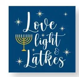 Party City Hanukkah 'Love, Light & Latkes' Beverage Napkins, 20-ct offer