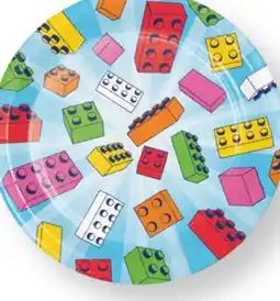 Party City Block Bash Round Paper Disposable Dessert Plates, Multi-Colour, 7-in, 8-pk, for Birthday Party offer