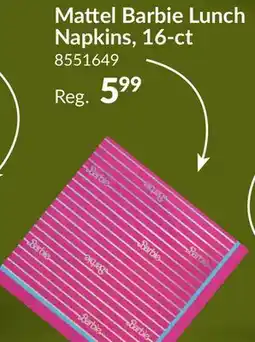 Party City Mattel Barbie Square Paper Disposable Lunch Napkins, Pink, 6.5-in, 16-pk, 2-ply, for Birthday Party offer