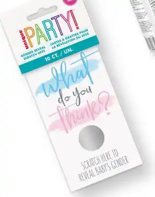 Party City What Do You Think? Scratch Off Reveal Game for a Girl, Pink, for Gender Reveal offer