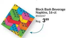 Party City Block Bash Square Paper Disposable Beverage Napkins, Multi-Colour, 5-in, 16-pk, for Birthday Party offer