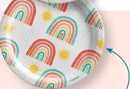Party City Retro Rainbow Round Paper Disposable Dessert Plates, Multi-Coloured, 7-in, 8-pk, for Birthday Party offer