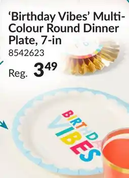 Party City Birthday Vibes Multi-Colour Celebrate Starburst Printed Round Disposable Dinner Plate, 7-in offer