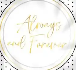 Party City Always and Forever Ruffled Edge Disposable Salad Plate, White/Gold, 8-in, 8-pk, for Wedding offer