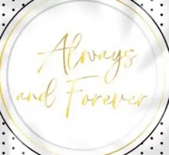 Party City Always and Forever Ruffled Edge Disposable Salad Plate, White/Gold, 8-in, 8-pk, for Wedding offer