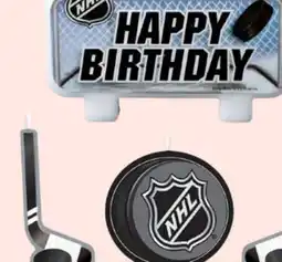 Party City National Hockey League NHL Happy Birthday Wax Candle Set, Blue/Black, 4.5-in, 4-pk, for Sports Party offer