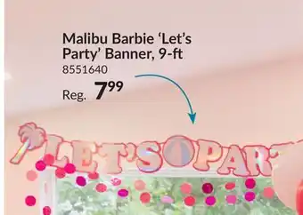Party City Malibu Barbie Metallic Cardstock Letter Banner for Birthday Parties offer