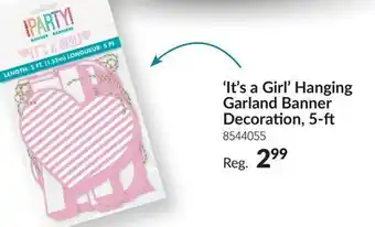 Party City ' It's a Girl' Hanging Garland Banner Decoration, 5-ft offer