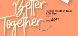 Party City Better Together Neon LED Light Up Decoration Sign for Weddings, White offer