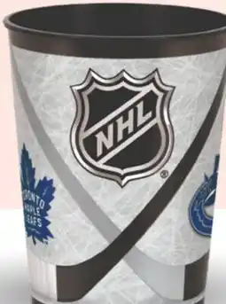 Party City National Hockey League NHL Plastic Reusable Cups, Grey/Black, 16-oz, for Sports Party offer