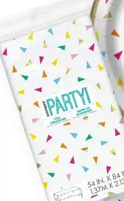 Party City Bright Triangle Birthday Rectangular Foil Table Cover, 54x 84-in, For Birthday Party offer