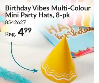 Party City Birthday Vibes Multi-Colour Mini Party Hats, 8-pk offer