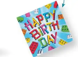 Party City Block Bash Square Paper Disposable Lunch Napkins, Multi-Colour, 6.5-in, 16-pk, for Birthday Party offer