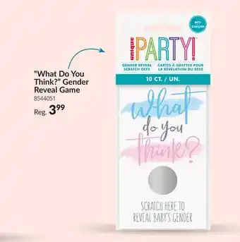Party City What Do You Think Gender Reveal Game offer