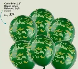 Party City Camo Print Round Green Latex Balloons, 12-in, 6-pk, for Birthday Party offer