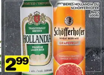 Supermarché PA BIÈRES HOLLANDIA OU SCHÖFFERHOFER | Beers offer
