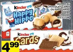 Supermarché PA BARRES AU CHOCOLATS CARDS OU HAPPY HIPPO KINDER | Chocolate offer