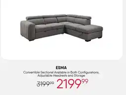 Meubles RD Convertible Sectional Available in Both Configurations, Adjustable Headrests and Storage offer
