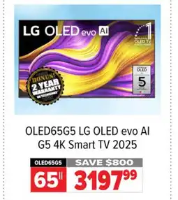 2001 Audio Video OLED65G5 LG 65 OLED evo AI G5 4K Smart TV 2025 offer