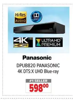2001 Audio Video DPUB820 PANASONIC 4K DTS:X UHD Blue-ray offer