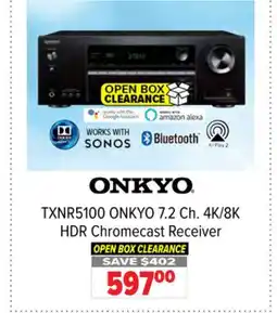 2001 Audio Video TXNR5100 ONKYO 7.2 Ch. 4K/8K HDR Chromecast Receiver offer