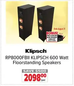 2001 Audio Video RP8000FBII KLIPSCH 600 Watt Floorstanding Speakers offer