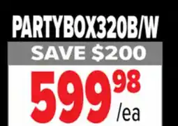 2001 Audio Video PARTYBOX320B/W JBL PARTY BOXES offer