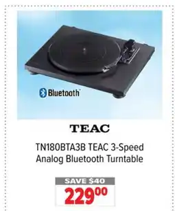 2001 Audio Video TN180BTA3B TEAC 3-Speed Analog Bluetooth Turntable offer