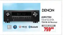 2001 Audio Video AVRS770H DENON 7.2 or 5.2.2 Ch. 75W 8K AV Receiver offer