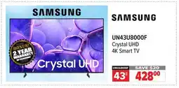 2001 Audio Video UN43U8000F 43 Samsung Crystal UHD 4K Smart TV offer