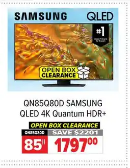 2001 Audio Video QN85Q80D SAMSUNG 85 QLED 4K Quantum HDR+ offer