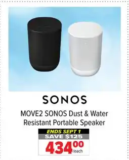 2001 Audio Video MOVE2 SONOS Dust & Water Resistant Portable Speaker offer