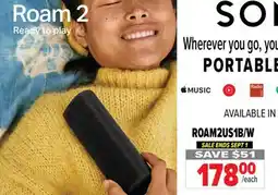 2001 Audio Video ROAM2US1B/W SONOS Portable Speaker offer