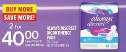 Metro Always discreet incontinence pads offer