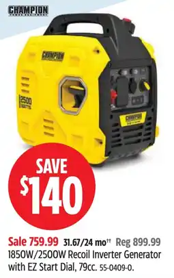 Canadian Tire Champion 1850W/2500W Recoil Inverter Generator with EZ Start Dial offer