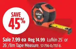 Canadian Tire Lufkin 25' or Tape Measure offer
