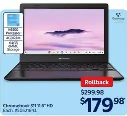 Walmart Gateway Chromebook 311 11.6" HD offer
