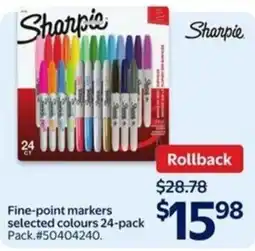 Walmart Sharpie Fine-point markers selected colours offer