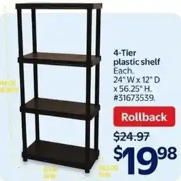 Walmart 4-Tier plastic shelf offer