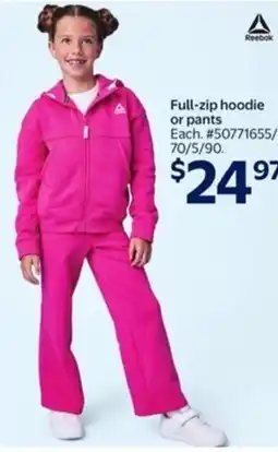 Walmart Reebok full-zip hoodie or pants offer