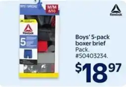 Walmart Reebok Boys' 5-pack boxer brief offer