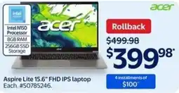 Walmart Acer aspire lite 15.6" FHD IPS laptop offer