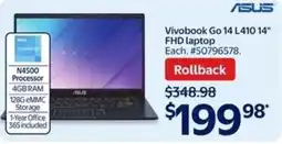 Walmart Asus Vivobook Go 14 L410 14" FHD laptop offer