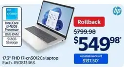 Walmart HP 17.3" FHD 17-cn3012Ca laptop offer
